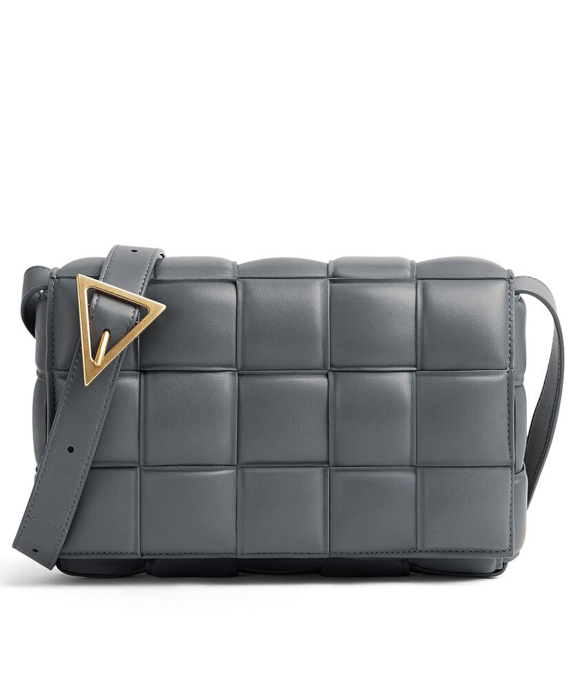 Padded Cassette Intreccio Leather Cross-body Bag Black